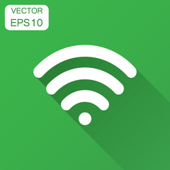 Wifi internet sign icon in flat style. Wi-fi wireless technology vector illustration with long shadow. Network wifi business concept.