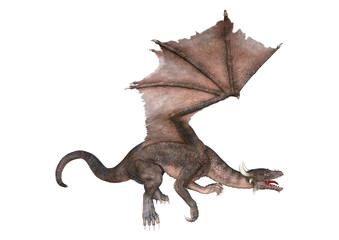 3D Rendering Fairy Tale Dragon on White
