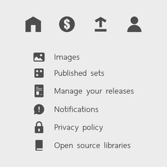Microstock photography application icon vector collection, simple and flat design, minimalist style.