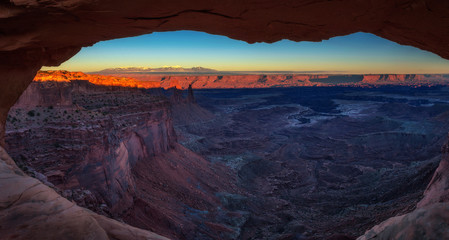Sunset at the Mesa Arch in Canyonlands National Park, Utah