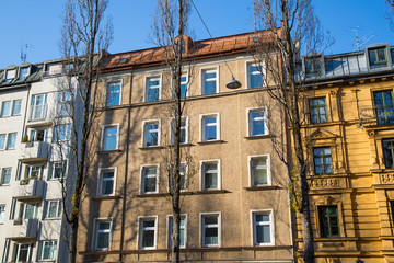 Old buildings in Munich, residential building, residential buildings in the city of Munich, City