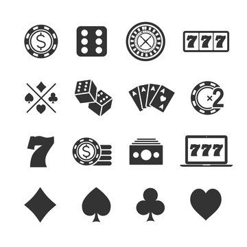 Vector image set of gambling icons.Casino icons.