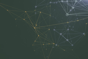 Network multi color lines and dots connected