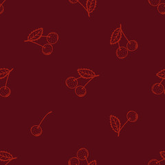 Cherry seamless pattern. Vector berry, cherry seamless pattern. Hand drawn cherry.
