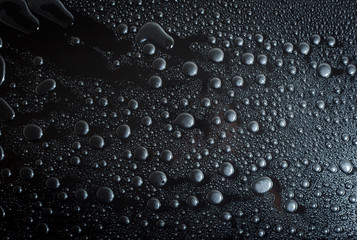 Water droplets on black background