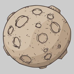 Planet icon. Vector illustration of a moon in space. Hand drawn cartoon moon.