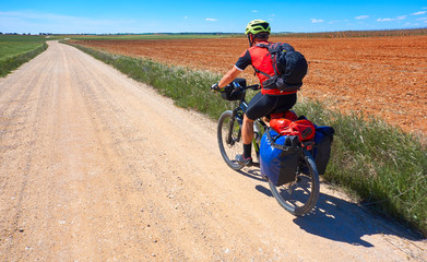 Biker pilgrim by Camino de Santiago