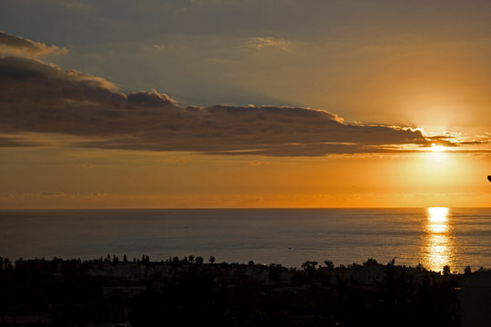 Beautiful view on sunset on the sea