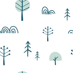 Simple minimalist tree seamless pattern