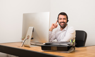 Telemarketer man in a office