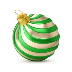 3D rendering Golden Green Christmas Ball on a white background