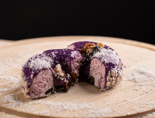 Sweet tasty donut on the board