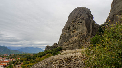 Fototapeta na wymiar Meteora Rocks and monasteries of meteors Greece, beautiful monasteries on tops of rocks. Kalampaka town
