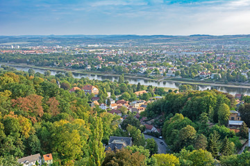 Fototapeta na wymiar Aerial view over Dresden and the river Elbe