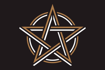 Pentagram sign - five-pointed star. Magical symbol of faith. Simple flat dark illustration.