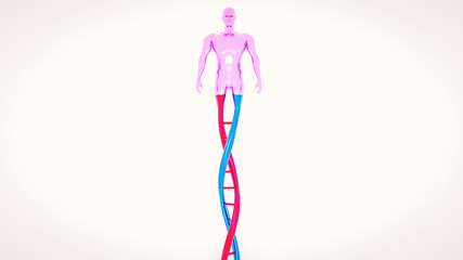 Naklejka na ściany i meble Man made from DNA concept CRISPR and gene editing concept, DNA manipulation, PCR protein molecular DNA 3d rendering 