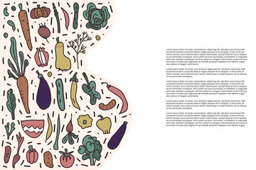 Set of vector vegetables doodle composition.