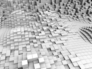3D render - white abstract cubes background