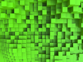Fototapeta premium 3D render - abstract green cubes background
