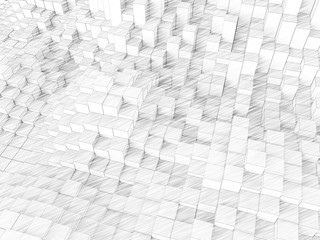 3D render - hand drawn cubes abstract background