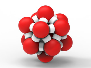 3D render - perfect red sphere molecule concept