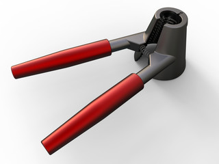3D render - isolated red handle nutcracker
