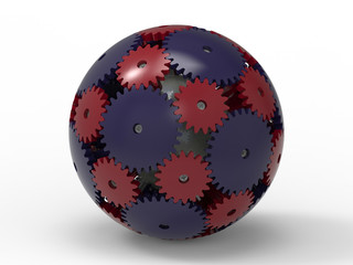 3D render - gears forming a sphere