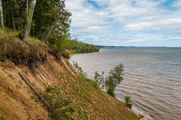 View of the Volga River on a windy summer day