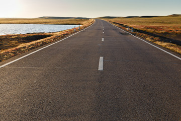 asphalt road in Mongolia