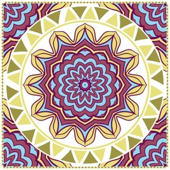 Design with abstract hand drawn floral color mandala pattern with decorative element. Vector illustration. Template design for card, shawl, bandanna, fashion print