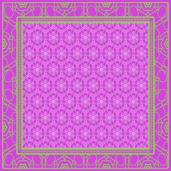 Obraz premium Template Print for Fabric. Pattern of floral geometric ornament with Border. illustration. Seamless. For Print Bandana, Shawl, Carpet.