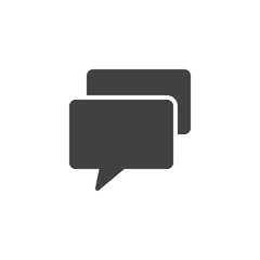 Naklejka premium Communication speech bubbles vector icon. filled flat sign for mobile concept and web design. Chat message simple solid icon. Conversation symbol, logo illustration. Pixel perfect vector graphics