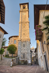 Obraz premium Historic center, Somma Lombardo, Italy. Basilica Sant'Agnese 1665 AD