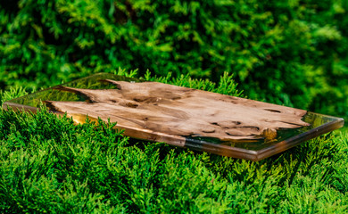 Creative kitchen board for cutting. Epoxy resin