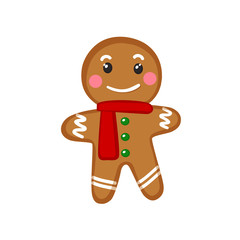 Vector illustration of an isolated gingerbread man on white background.