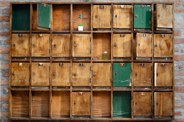 Antique wooden mail boxes