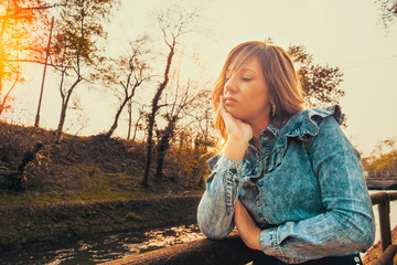 Lovely young woman in the Natural Park of Ticino