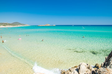 Panorama of Chia coast, Sardinia, Italy.