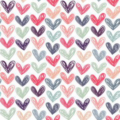 Seamless vector pattern with doodle hearts. Great for Can be fabric, textile, wallpaper, web page background, scrapbooking, wrapping paper.