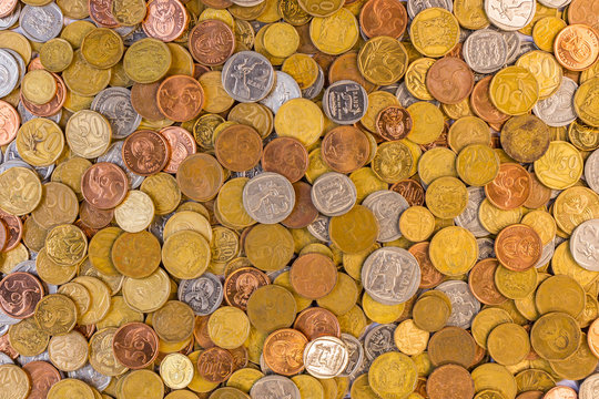 South african currency coins closeup picture
