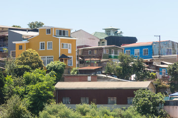 Fototapeta na wymiar View on Cityscape of historical city Valparaiso, Chile.