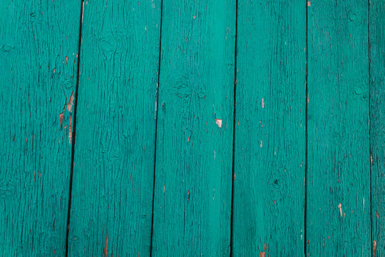 Old wooden background, green color. Texture and background.