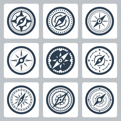 Compasses vector icon set