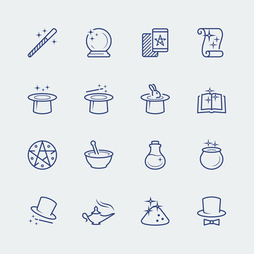 Vector set of magic related icons