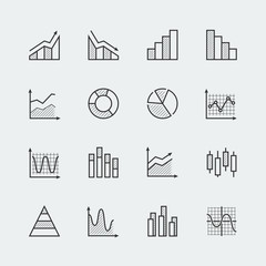 Vector set of diagram and graphs related icons