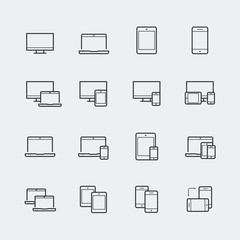 Responsive web design icons for computer monitor, smartphone, tablet and laptop