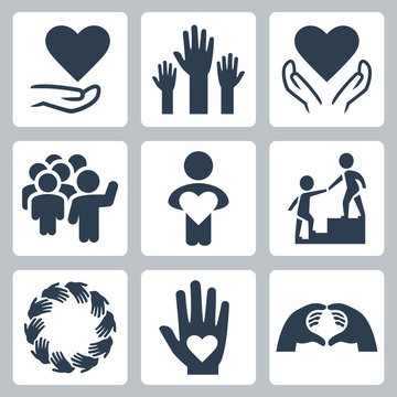 Charity And Volunteer Icon Set