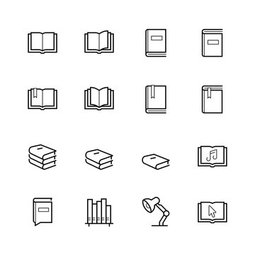 Reading related icon set in line style