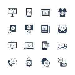 Advertisements and promotion vector icon set