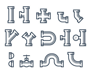 Vector illustration, collection of pipe fittings